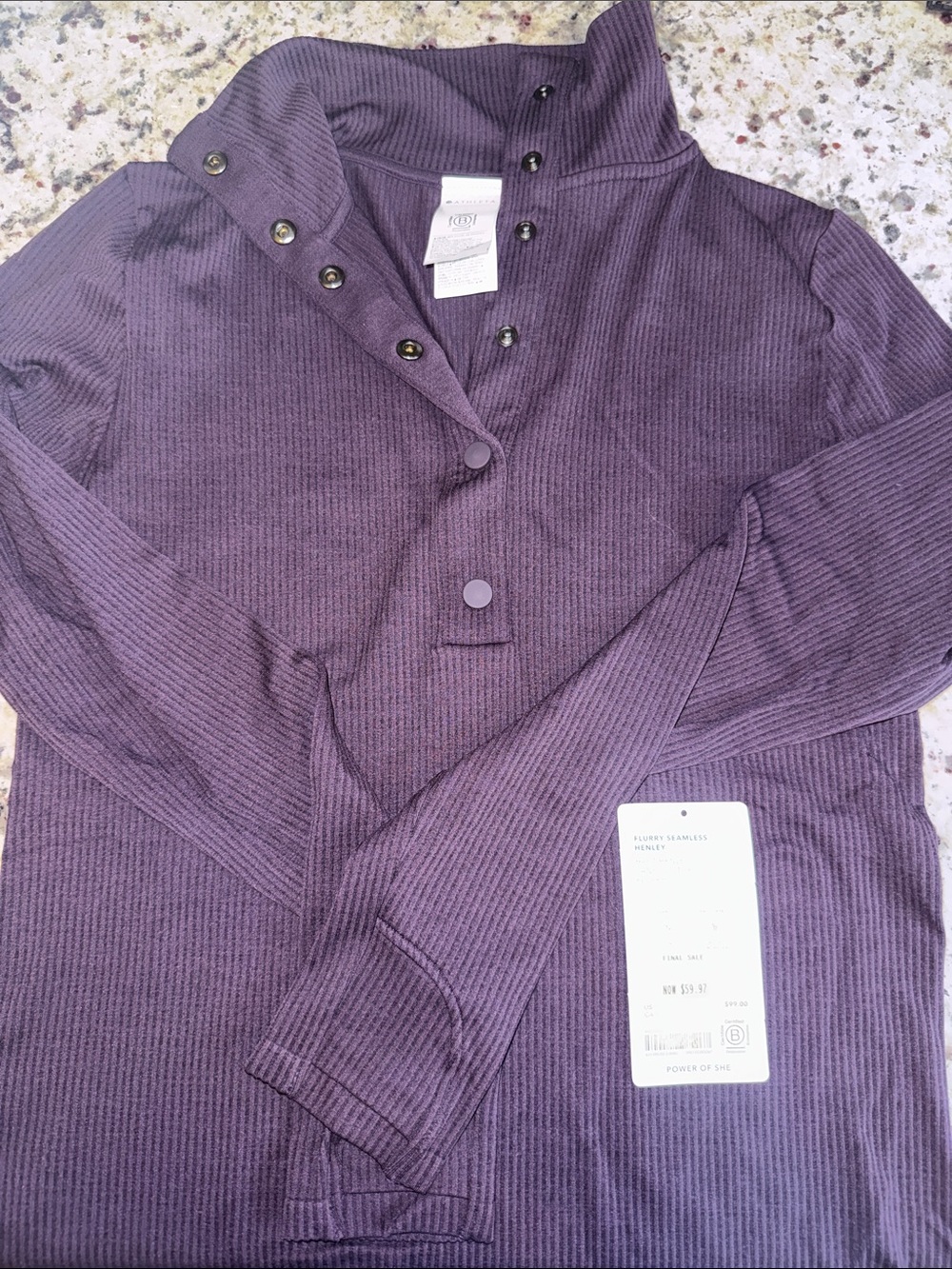 Athleta seamless ribbed he ley - Dark Plum- New with tags.
